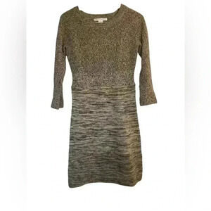Maggie‎ London Brown Marino Wool Blend Sweater Dress Medium Knit Stretch